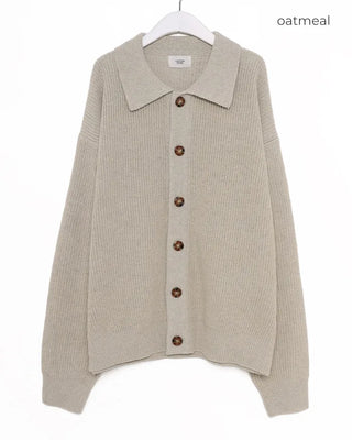 Collared knit cardigan
