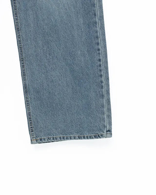 Straight-leg denim pants with string waistband