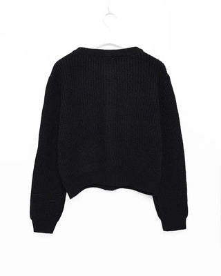 Gold Button Square Pocket Ribbed Cardigan
