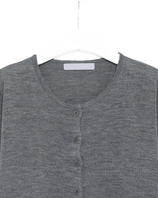 Round neck wide rib hem cardigan