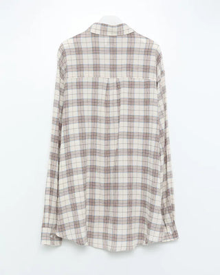 Oversized seersucker check long-sleeved shirt