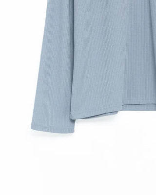 Henley neck long-sleeved knit