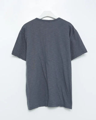 One-pocket slub henley neck short-sleeved T-shirt