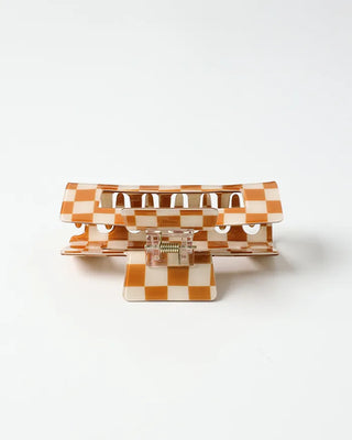 Block Check Square Hair Clip