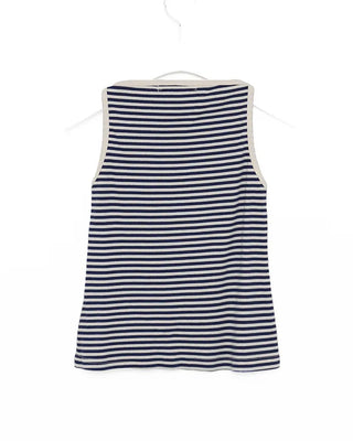 Boat neck striped sleeveless