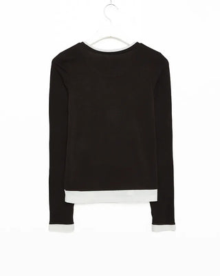 Two-tone layered long-sleeve T-shirt