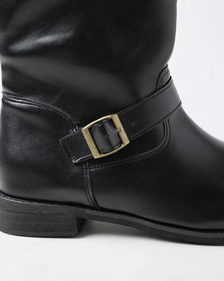 Belt-point mid-calf boots