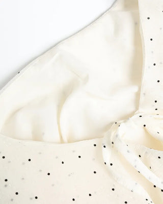 Big frill colored polka dot pattern blouse