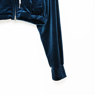 Velvet Cropped Zip Hoodie