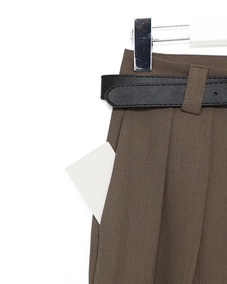 Double-pleated wide-fit slacks
