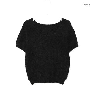 Shaggy short-sleeved knit