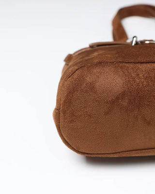 Suede buckle shoulder bag