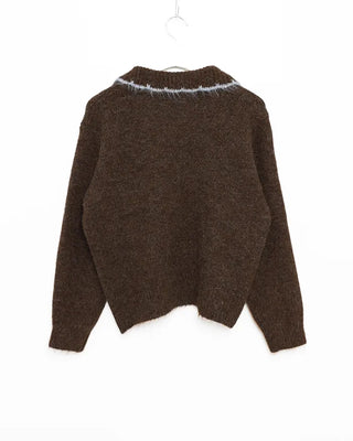 Two-tone ribbon knit cardigan