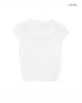 Round neck button collar knit