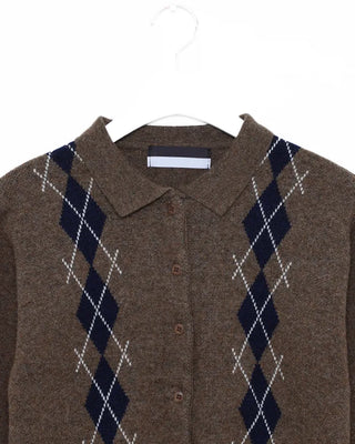 Colorful Argyle Knit Cardigan