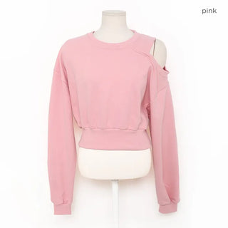 One-off shoulder cropped sweatshirt