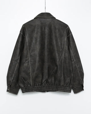 Vintage Washed Flap Pocket Leather Blouson