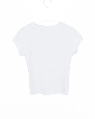 Heart-punched half-sleeve T-shirt