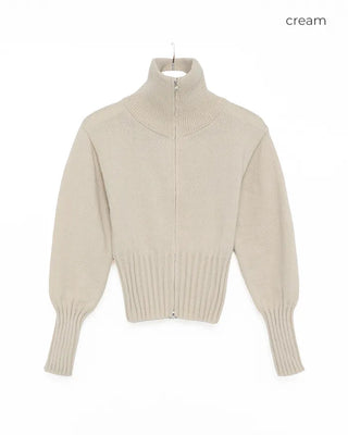 Double-zip ribbed knit top