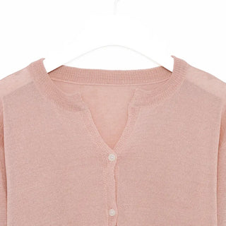 Linen blend round neck cardigan