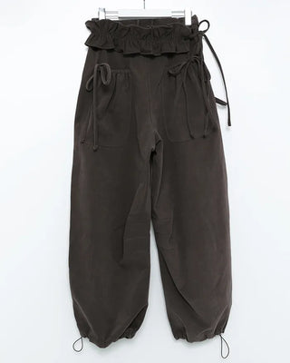Gathered Belt Set Unique Pocket Peach Cotton Pants