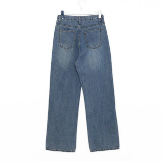 Straight wash denim pants