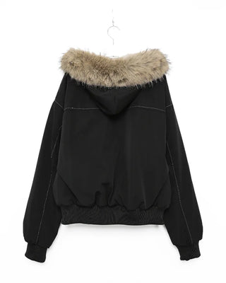 Raccoon fur hooded jacket
