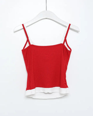 Layered two-tone sleeveless top