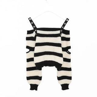 Shoulder slit striped knit