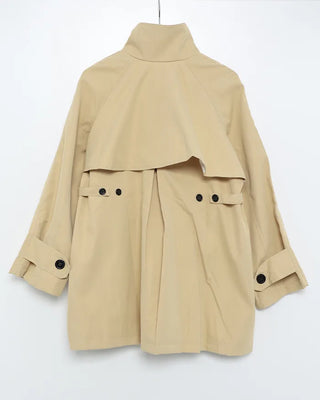 Loose-fit cape short trench coat