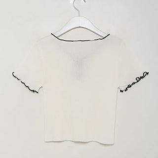 Eyelet short-sleeved T-shirt