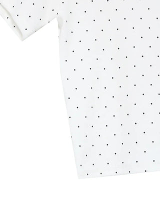 One-shoulder polka dot neck string short-sleeve T-shirt