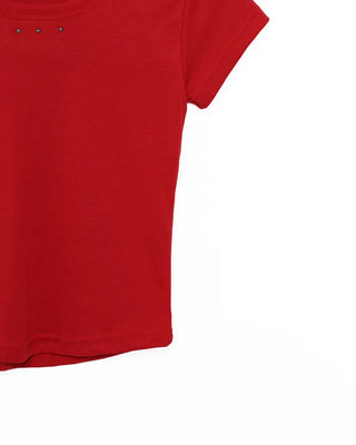 Studded Jewel Neck French T-Shirt