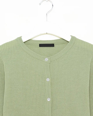 Ribbed round neck cardigan