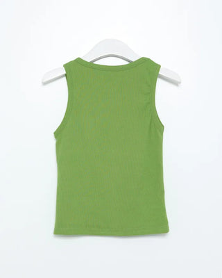 Deep neck ribbed tank top