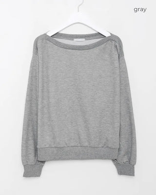 Striped off-shoulder sweatshirt