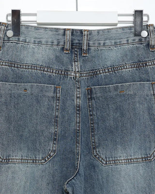Wide-leg denim pants with a striped design