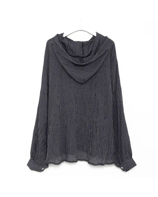 Checked hooded shirt