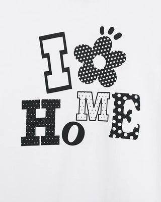 Multi-dot flower lettering half T-shirt