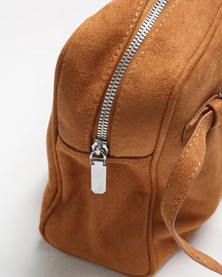 Suede belt buckle shoulder bag
