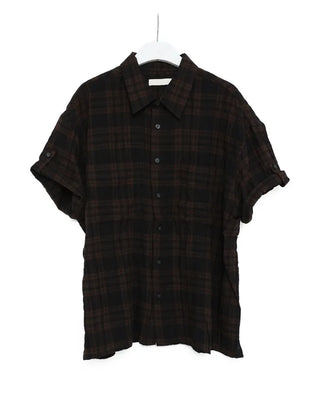(Unisex) Check Roll-Up Short-Sleeve Shirt