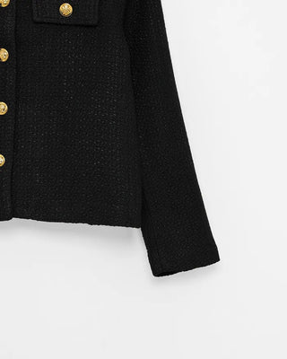Gold button round tweed jacket