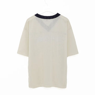 Lettering V-neck Mesh T-shirt