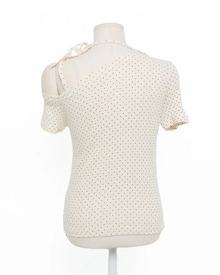 One-off shoulder polka dot half-sleeve T-shirt