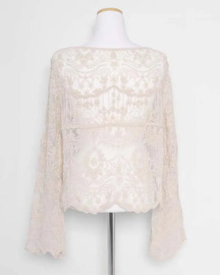 V-neck lace sheer cardigan