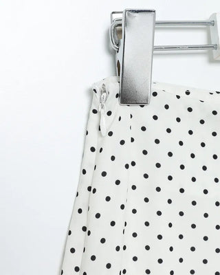 Satin polka dot midi skirt