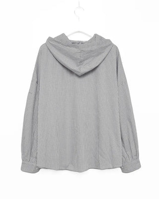 Gingham check hooded shirt