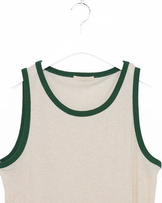 Color-block linen sleeveless top