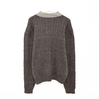 (Unisex) Two-tone Cable Knit
