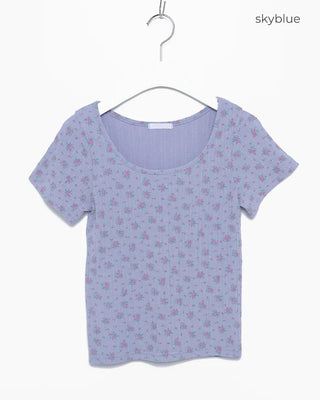Flower Rib Short-Sleeve T-Shirt
